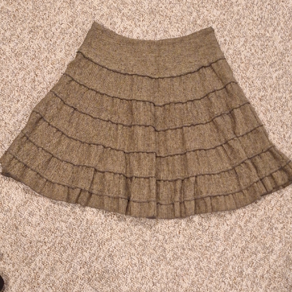 Free People Brown Tiered Midi Skirt
